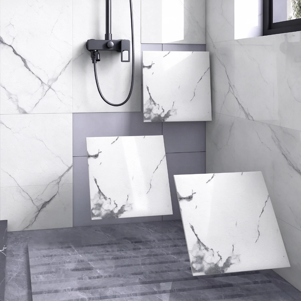 16-40PCS Thickened Self-adhesive Decor Wall Sticker Marble Tile Floor Sticker PVC Waterproof Toilet Bathroom Kitchen Home Floor