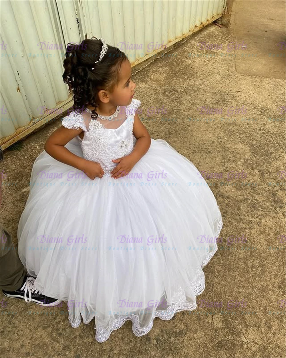 

Качественное милое платье с цветочным узором для девочек, белое тюлевое пышное платье с аппликацией для свадьбы, маленькой принцессы, детские вечерние бальные платья на день рождения
