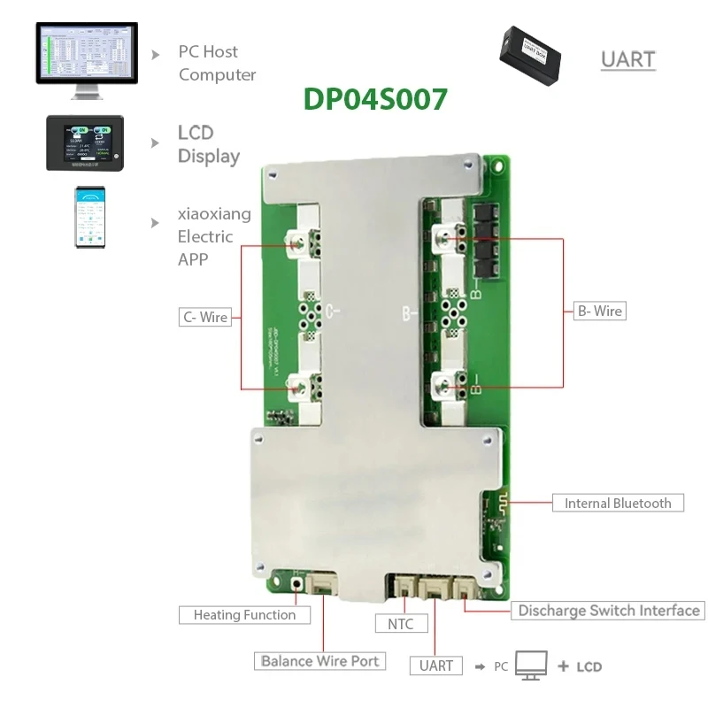 BMS Smart 4S 12V 100A Car Starting Power Lithium Battery Protection Board Built-In BT UART