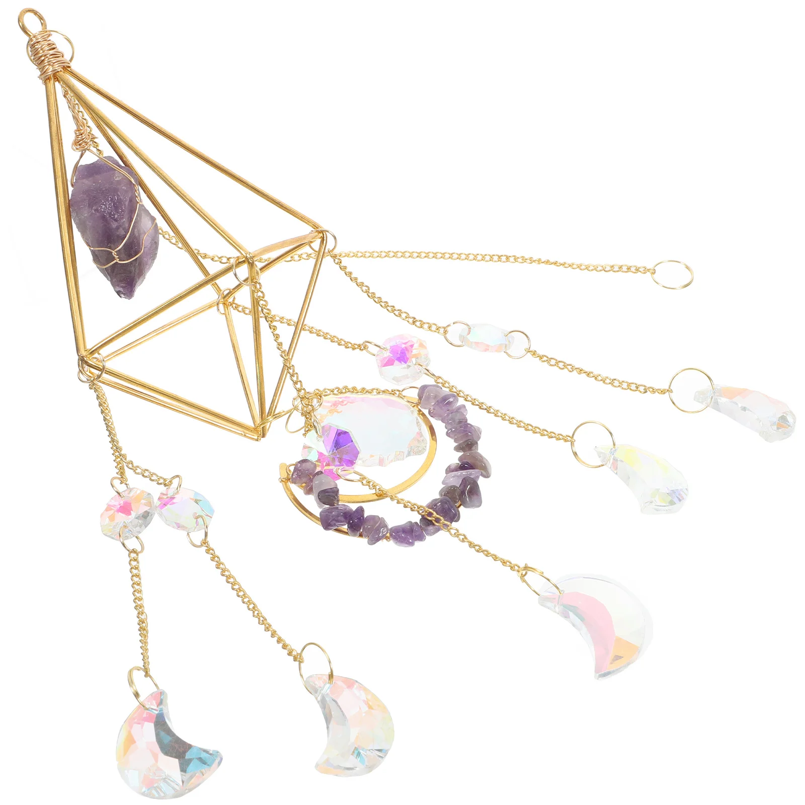 

Natural Purple Amethyst Crystal Sun Catcher Hanging Ornament for Window Garden Indoor Outdoor Colorful Prism Hanging Decoration