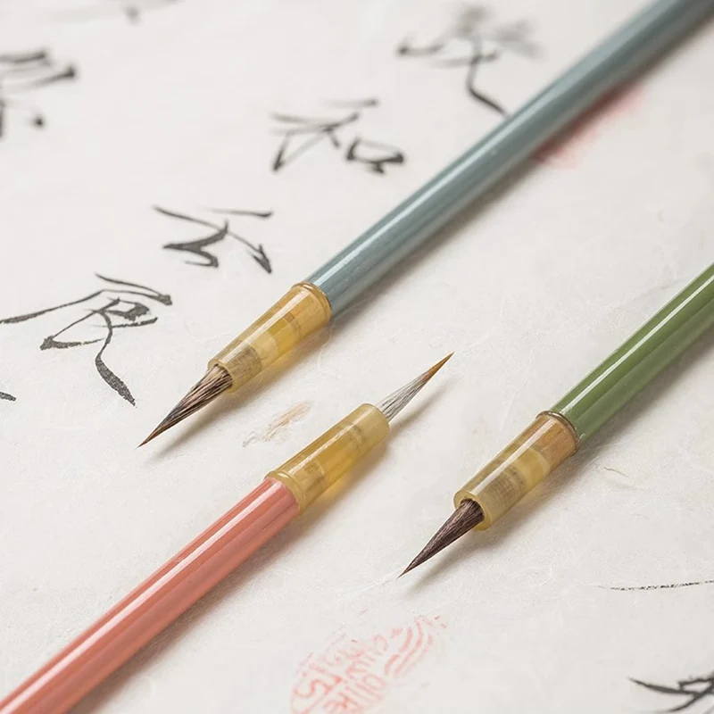Thin Line Calligraphy Brush Shoujinti Dedicated Writing Brush Wool Weasel Wolf Elastic Hair Xiaokai Brush Art Painting Supplies