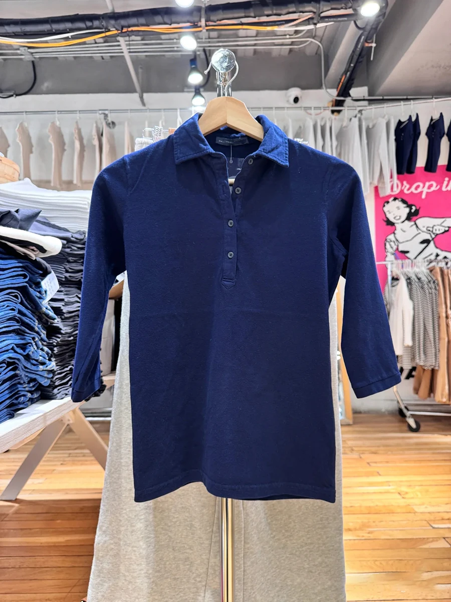 

Vintage Navy Half Sleeve Slim T-shirts Woman Autumn Button Turn Down Collar Cotton Tshirt Casual Preppy Style Solid Tee Tops Y2k