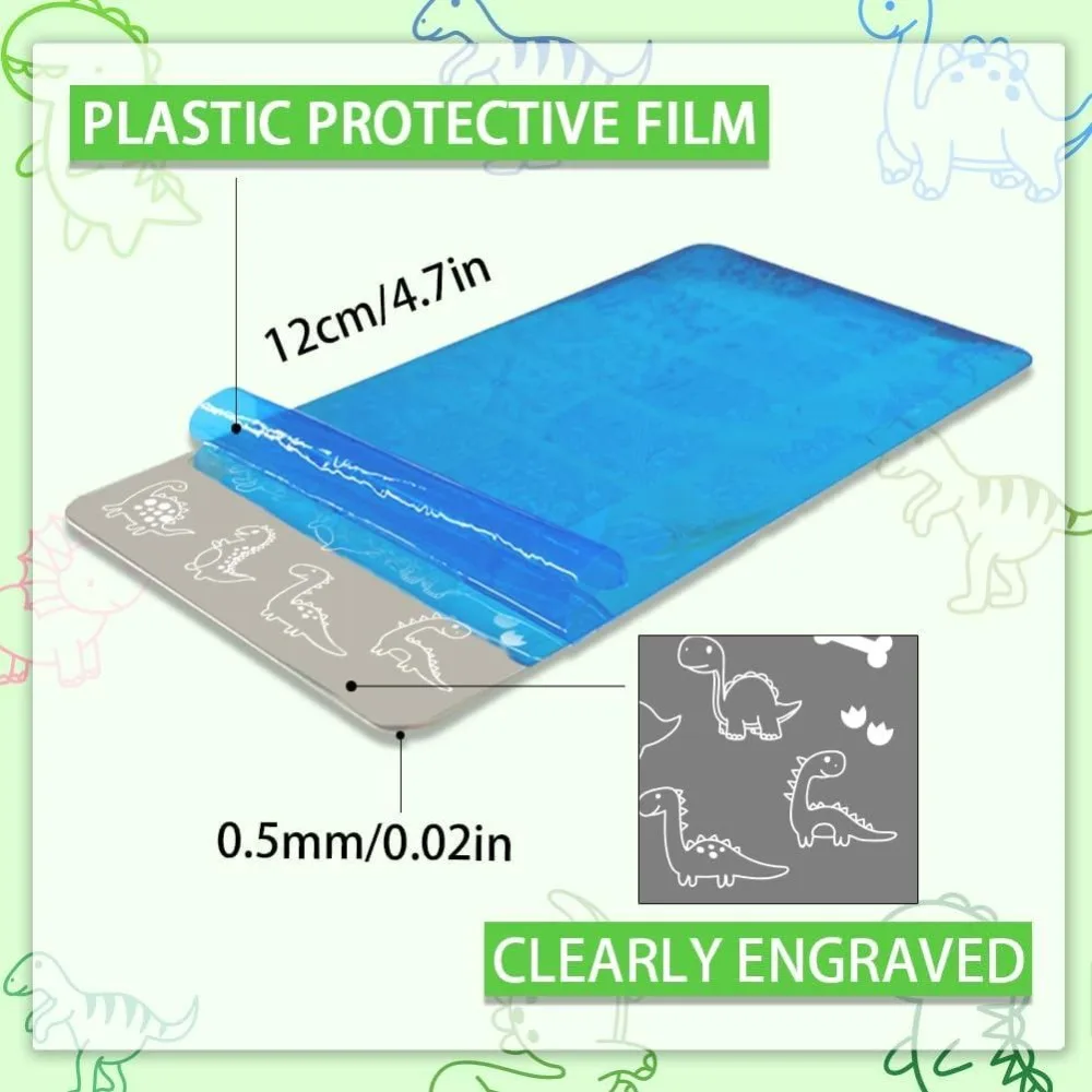 3pcs Dinosaur Nail Stamping Plates Cute Little Dinosaur Nail Art Templates Love Sun Plant Stencils Stainless Steel Image Plates view 2
