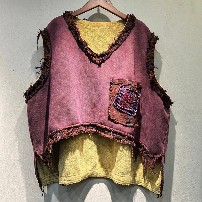 

Новое поступление, осенне-зимний женский повседневный карманный лоскутный короткий жилет, универсальный лоскутный пуловер с v-образным вырезом, верхняя одежда и пальто Y64