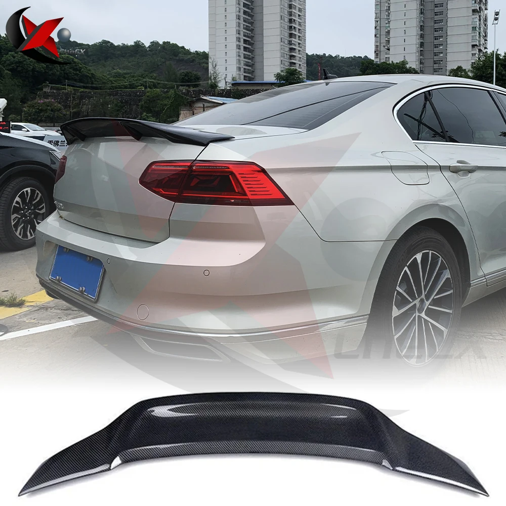 

For Volkswagen VW Magotan Passat B8 2017-2023 Tail Wing Rear Trunk Car Tail R Styling Gloss Black Real Carbon Fiber Spoiler