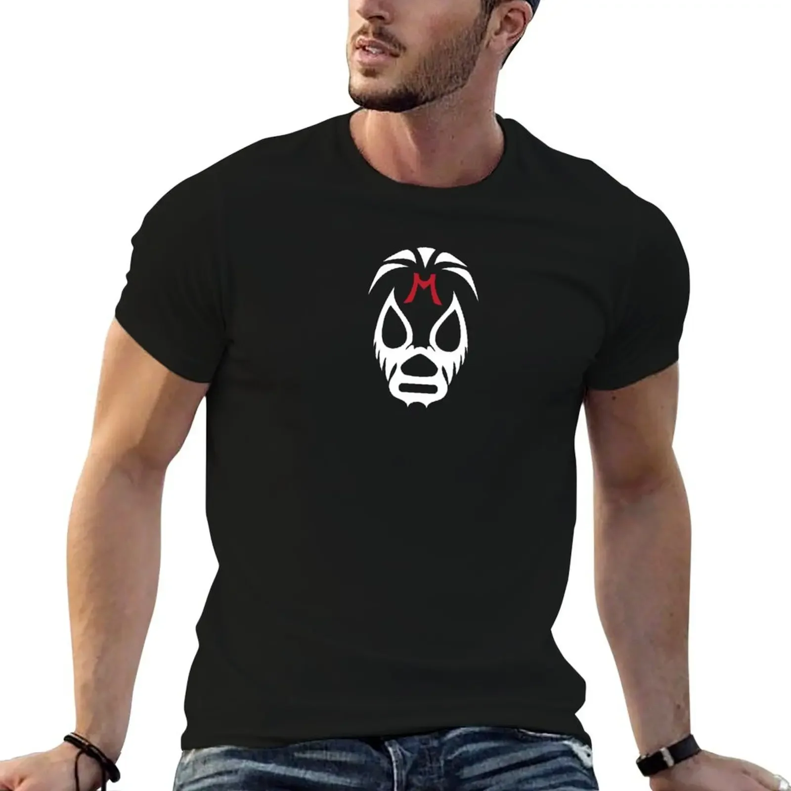 MIL MASCARAS MASK -white logo 60% reduced design - T-Shirt hippie clothes vintage cotton graphic tees clothing for men