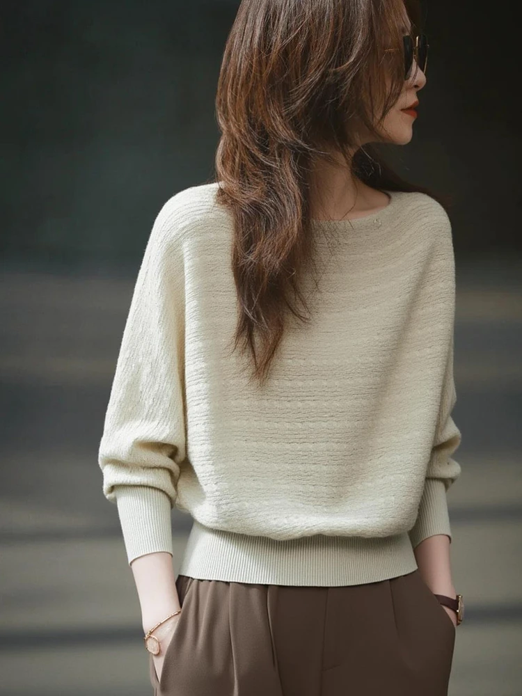 

Loose Lazy Sle Women's Knitted Sweater One-oulder Base irt Autumn Faion Casual Comfortable Breathable Soft Material