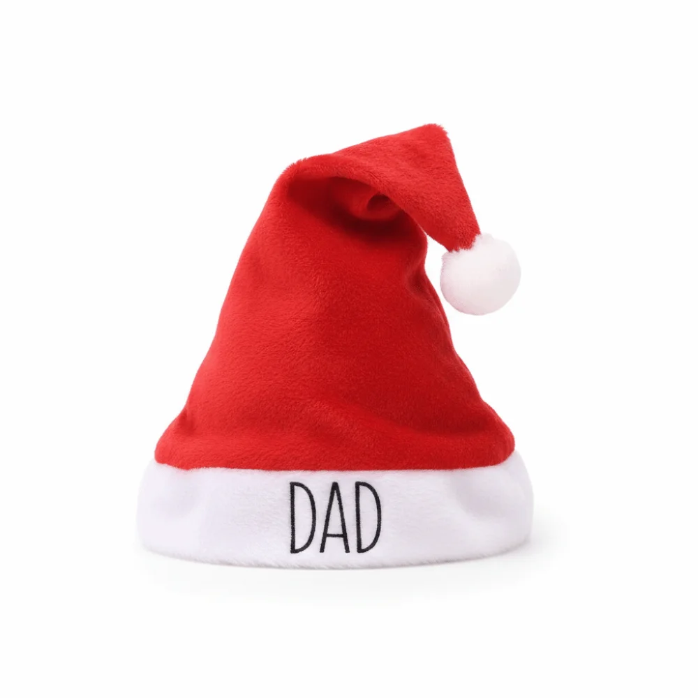 DAD MOM MINI Embroidered Family Matching Santa Hat Thick Soft Christmas Santa Cap Fluffy Parent-Unisex Santa Hat Home Decor