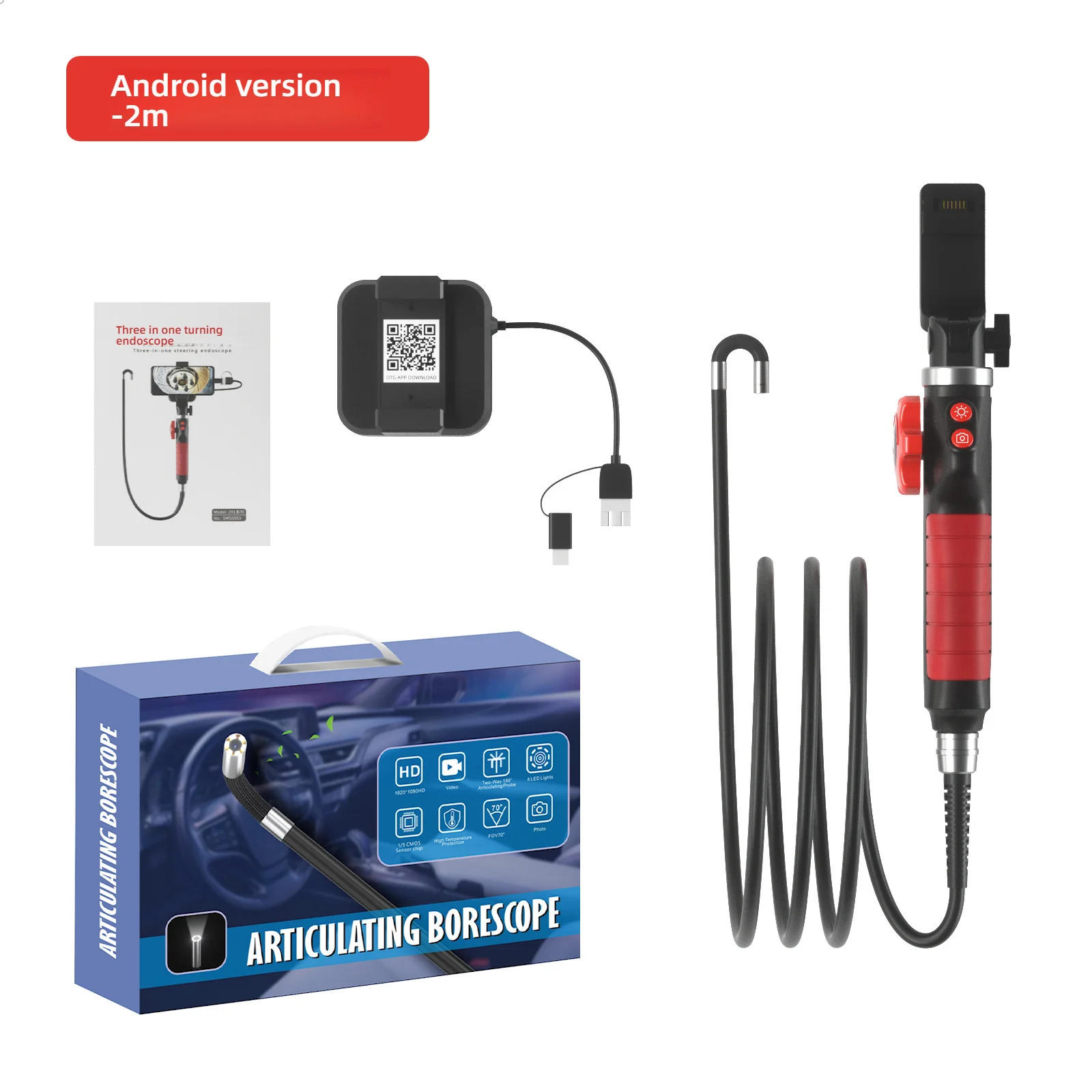 High definition 360 degree turning endoscope with 4.3-inch screen and 8.5mm pipeline auto repair inspection camera