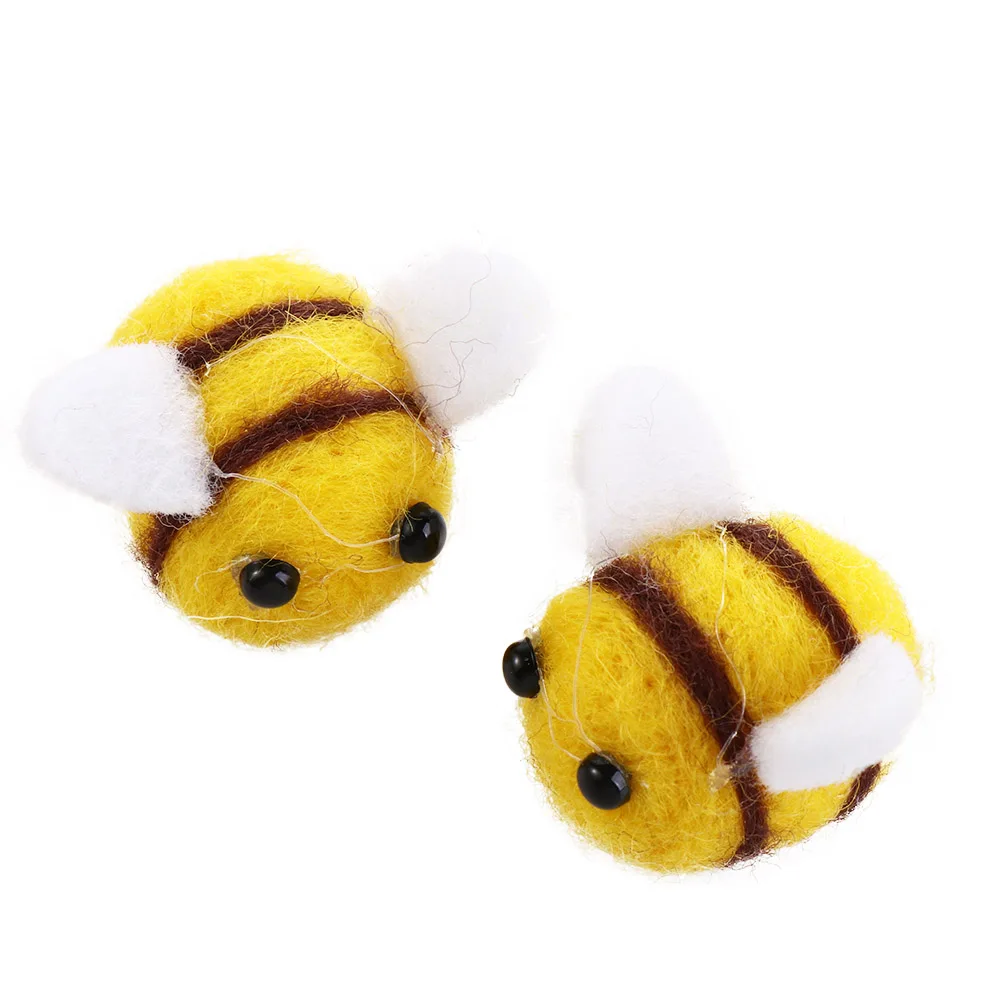 10Pcs Kawaii Wool Felt Honeybee Plush Animals Wool Felt Doll DIY Bag Pendant Miniature Bee