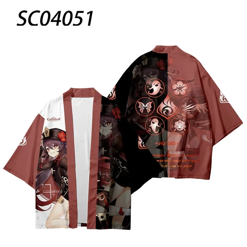 2024 Summer Anime Cos Original God Genshin Cape Thor Night Orchid Coral Palace Heart Cardigan Kimono Feather Sweater