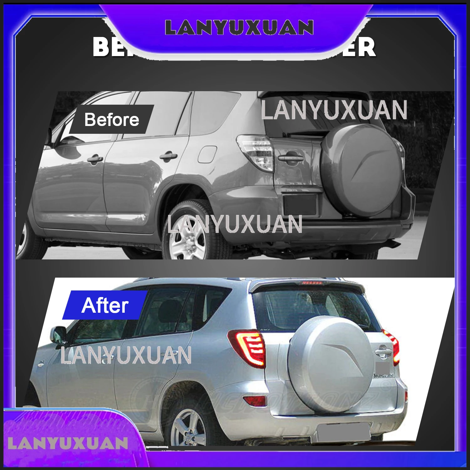 2026 HCMOTIONZ Car LED Rear Lamps Assembly 3th GEN 2006-2012 Sequential Animation Tail Lights for Toyota Rav4