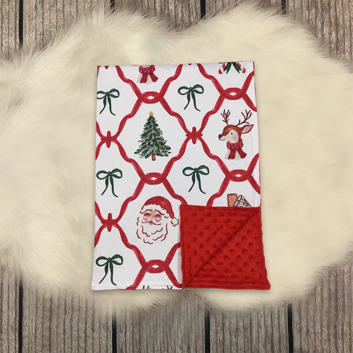 

Фланелевое бутиковое одеяло с бантиками для малышей, рождественское одеяло Санта-Клауса для маленьких девочек, детское тонкое одеяло, детское клетчатое постельное белье для девочек, флисовая оптовая продажа