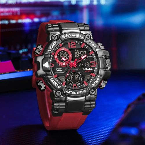 Imagen 2 del producto SMAEL marca 8110 impermeable Dropshipping reloj despertador luz nocturna moda joven negocios relojes de pulsera deportivos de cuarzo