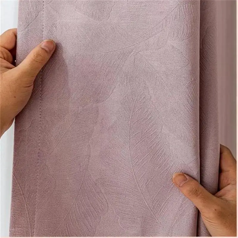 Luxury American Embossed Leaf Velvet Small Fresh Matcha Green Shading Custom Size Curtains for Living Dining Room Bedroom Decor