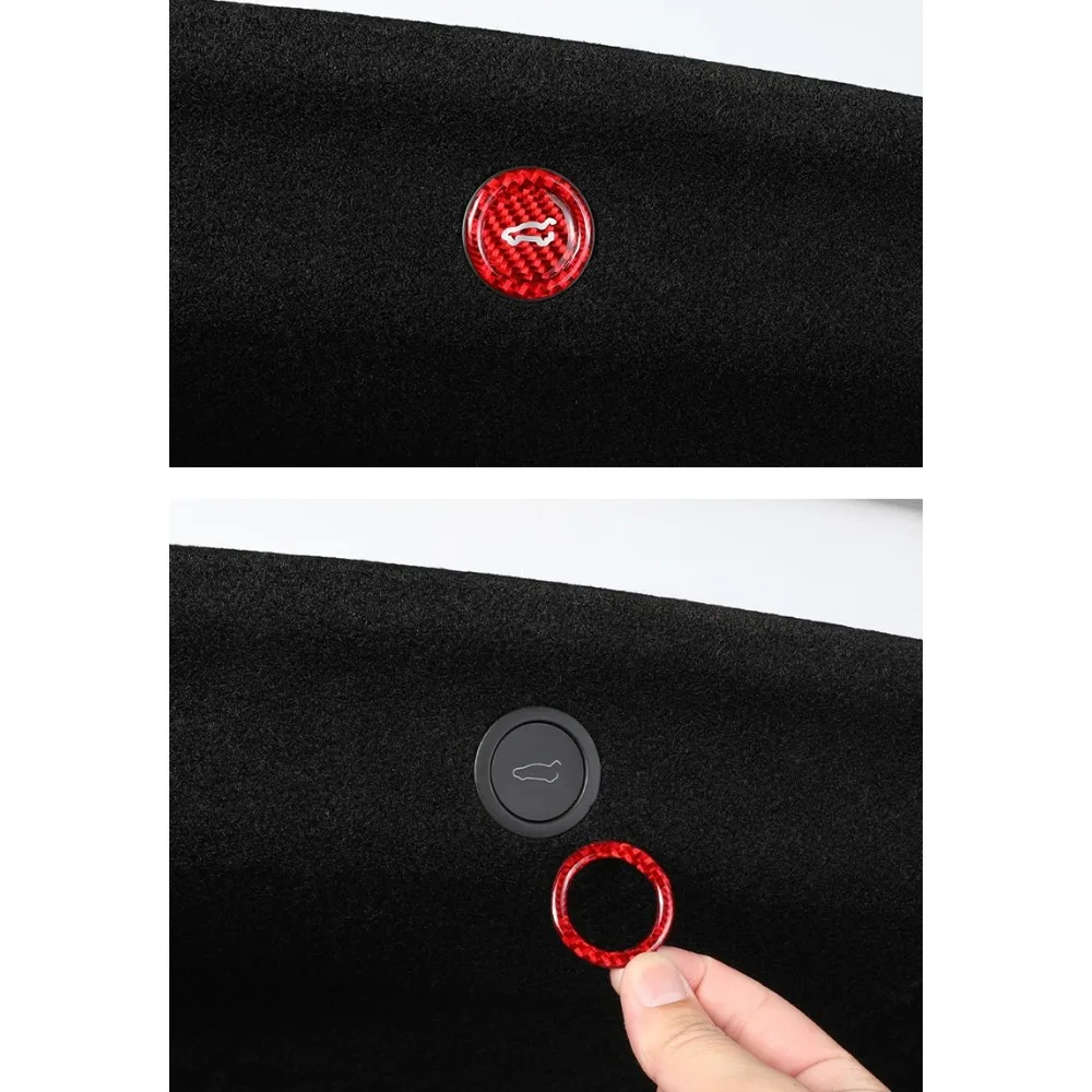 Carbon Fiber Trunk Warning Ring Sticker for Tesla Model 3/Y 2020–2025+ (Pre-Refresh & Refresh) — Power Tailgate Interior Decal