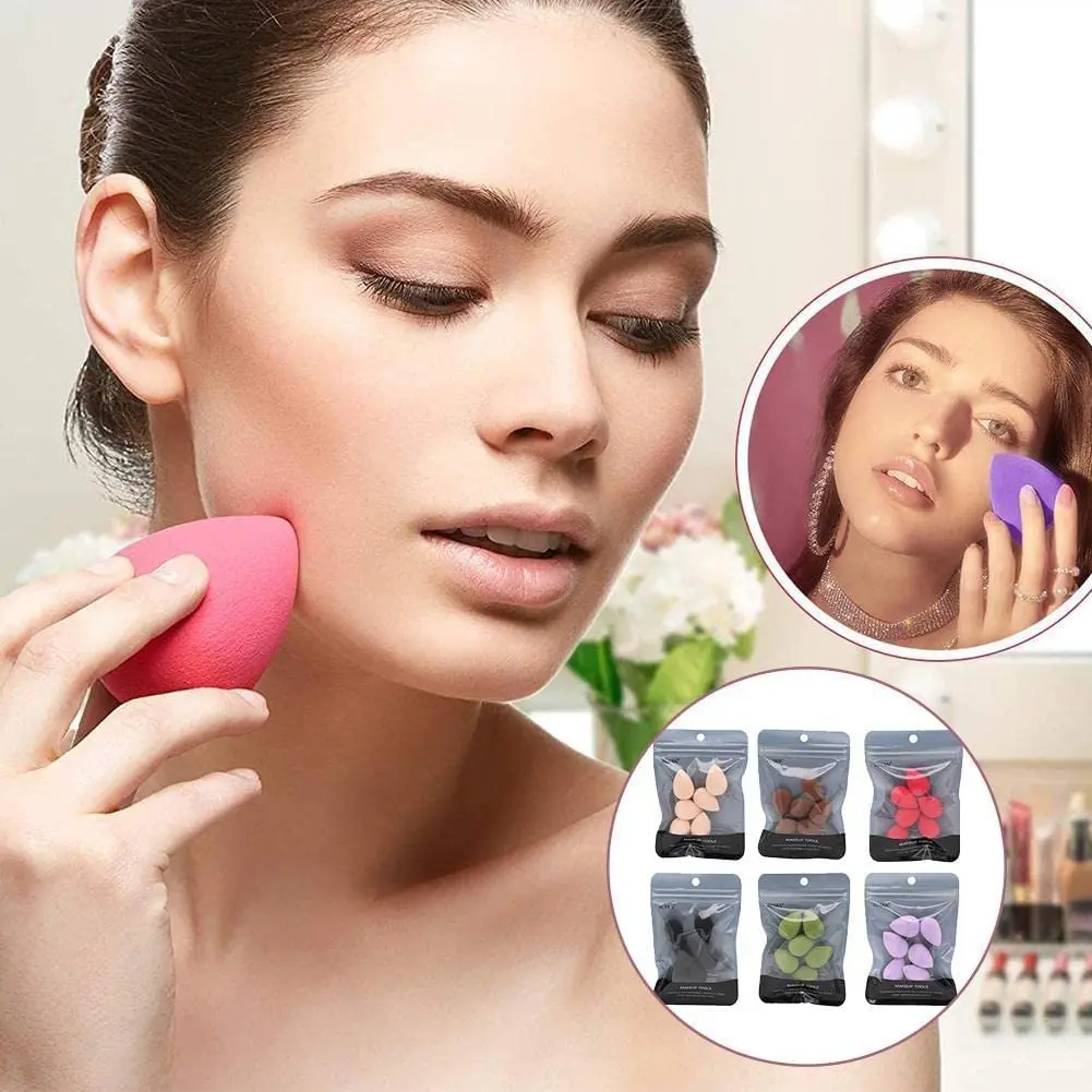 Conjunto de mini esponjas de maquiagem, 6 peças, esponjas de beleza multicoloridas para base, corretivo e pó, ferramentas de mistura macia para mulheres