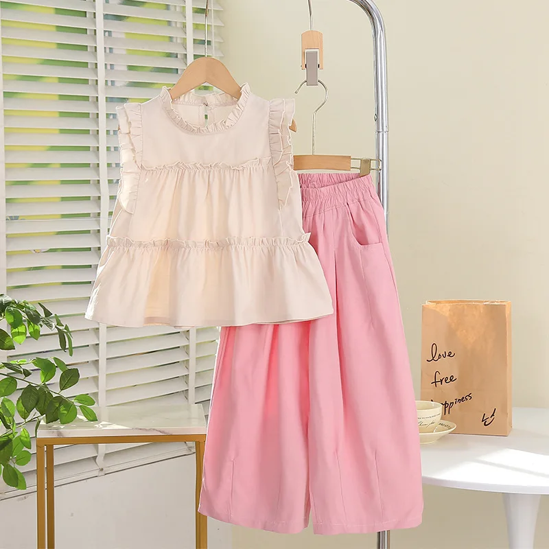 

Girls Suits Summer Leisure 2024 New Style Fashionable Children Top Pants Children Girls Clothes Summer Two-piece Set Clothes