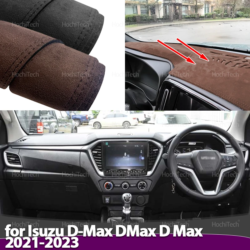 For Isuzu D-Max DMax D Max 2021 2022 2023 Car-styling Suede Leather Black/Brown Dashmat Dashboard Cover Pad Dash Mat Carpet