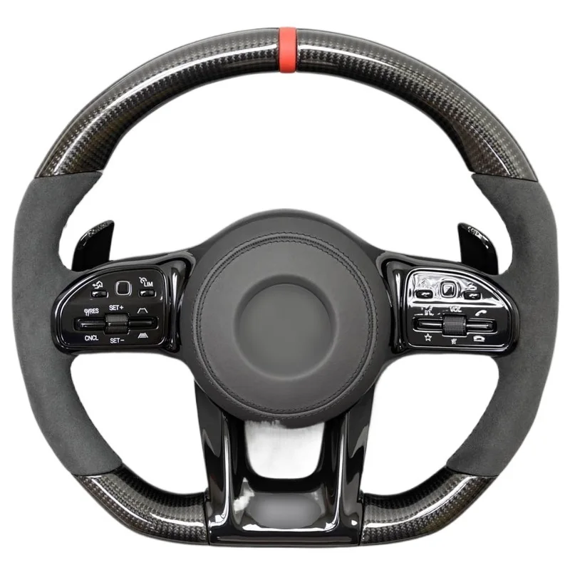 Steering Wheel Fit For M-ercedes Ben-z W205 am-g GT C63 E63 C43 C450E63W176W204 W213 A250 GLC GLE GLS Carbon Fiber Racing Wheels