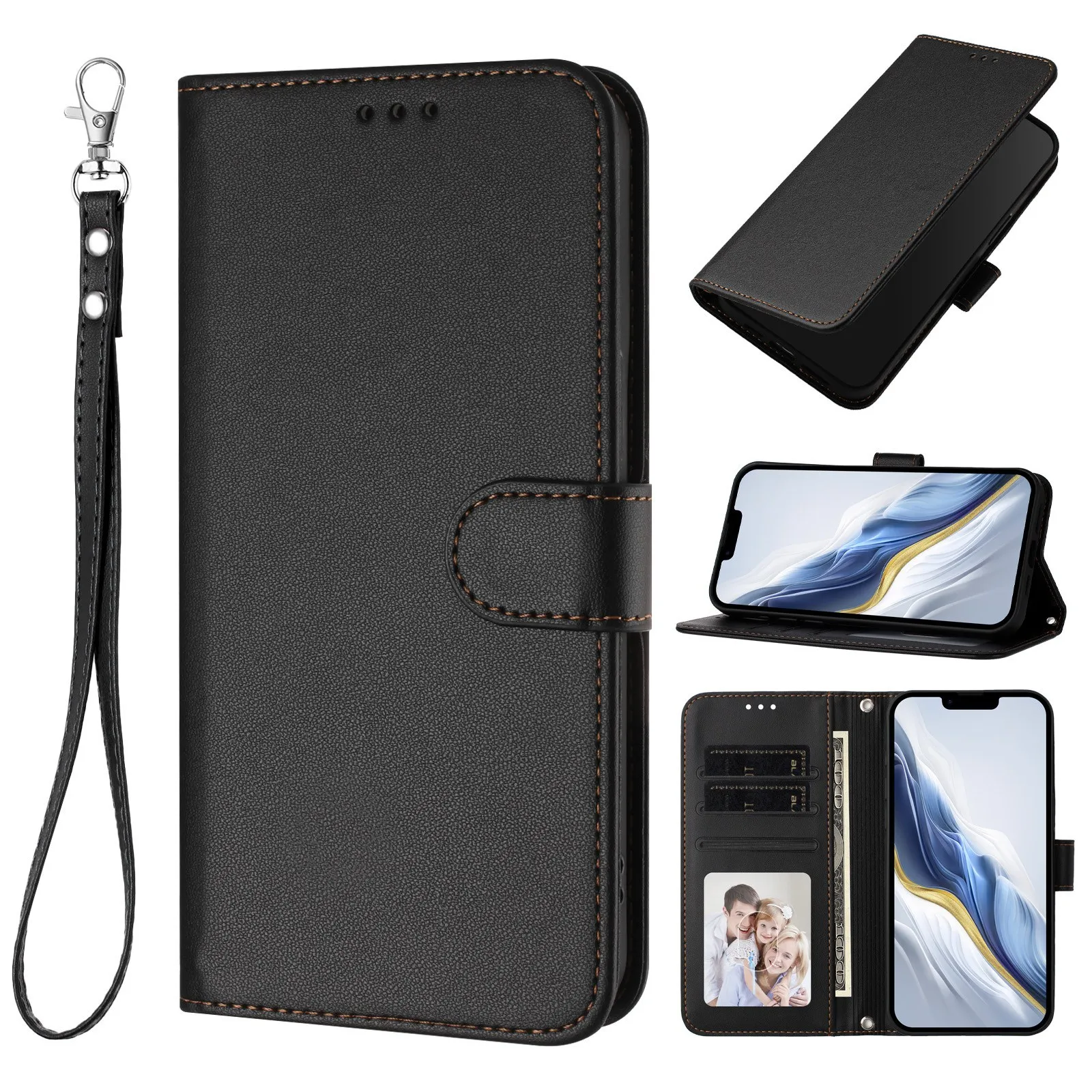 Wrist Strap Phone Case for Cubot Note 40 Max 5 P90 P80 P50 A40 A30 A20 A10 Classic Leather Lanyard 3 Cards Wallet Flip Cover