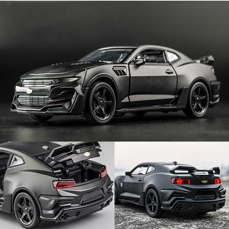 Camaro 1:32, modelo de aleación de Metal fundido a presión de alta simulación, sonido de coche, luz, colección extraíble, juguetes para niños, regalos