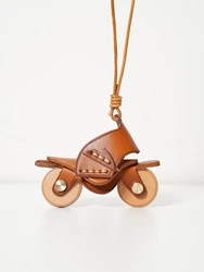 Leather Mini Motorcycle Keychain Bag Pendant For Bags Handmade Cute Vintage Charm Accessories Birthday Gifts