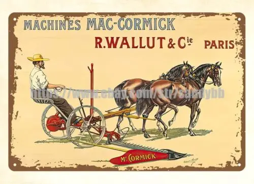 1900s McCormick Harvesting Machine cottage barnyard metal tin sign plaques signs