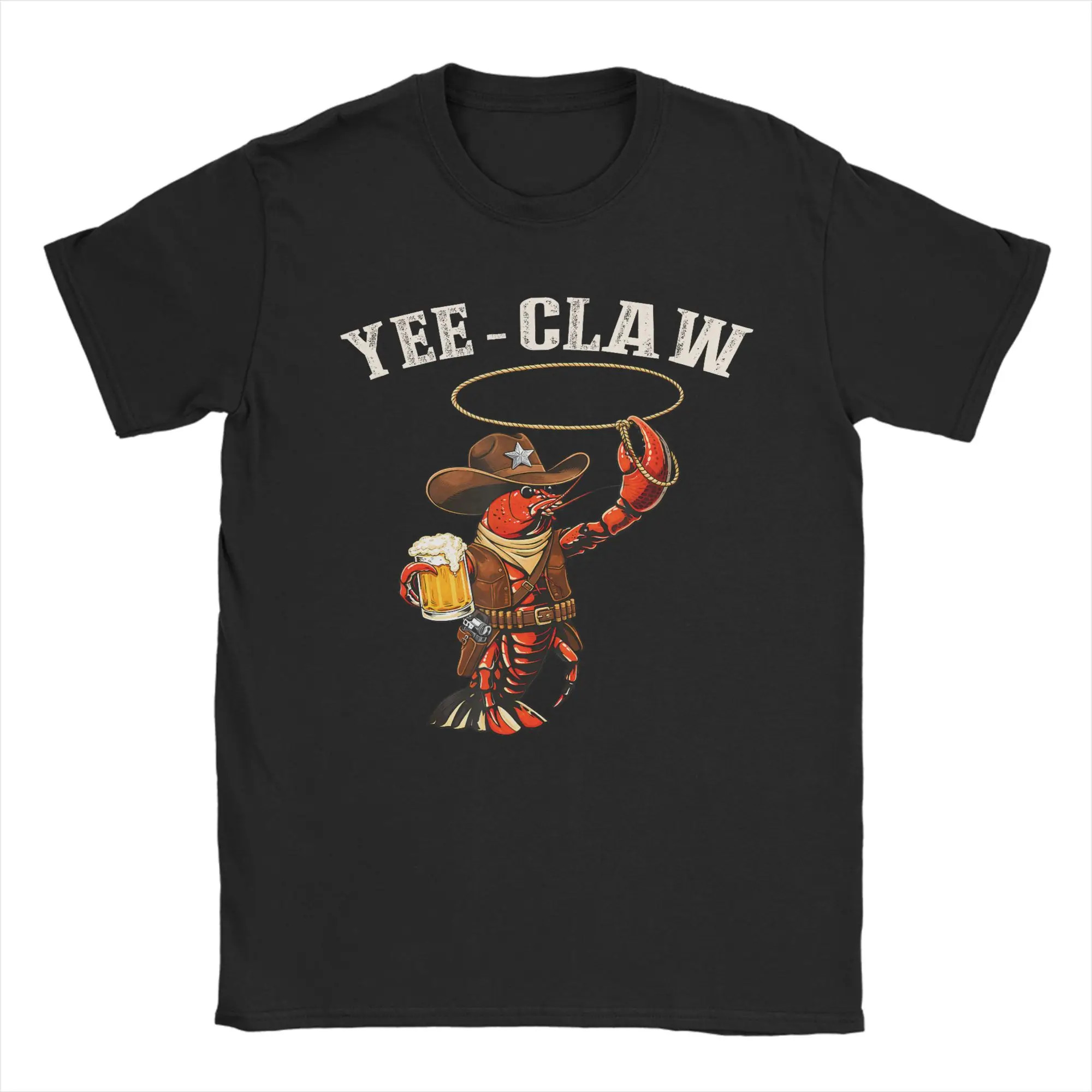 Men's T-Shirts Yee Claw Funny Vintage Crawfish Boil Cajun Seafood Festival Tees Short Sleeve  T Shirt Round Collar Clothing