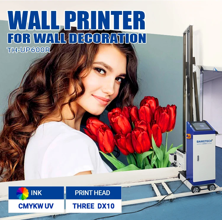 

BAIKETECH TH-UP600R CMUKW Ink Portable 3D Wall Art Printer for Event Decorators Quick Setup for Temporary Exhibition Walls
