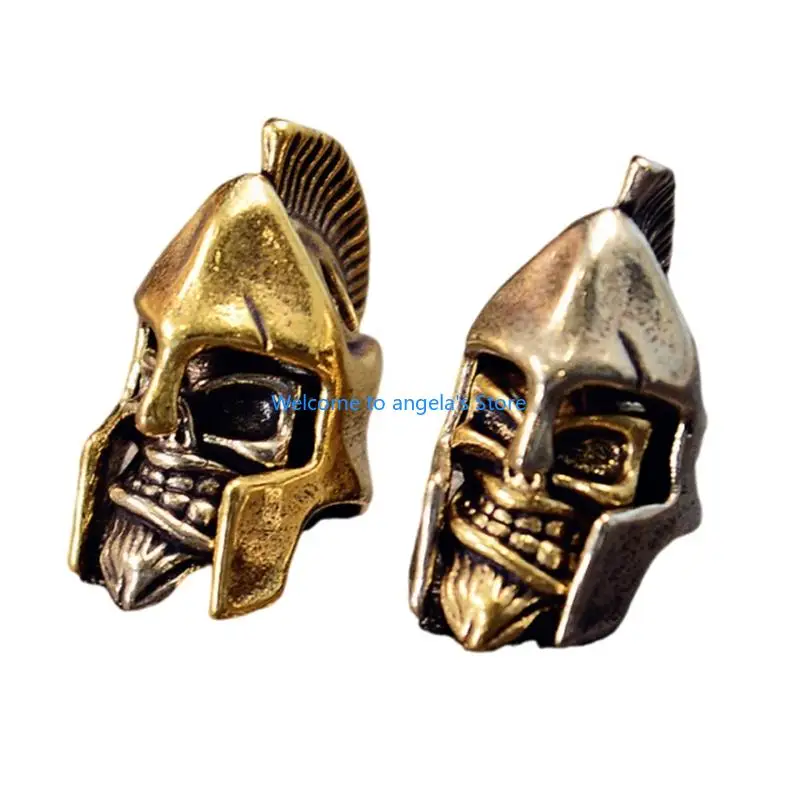 

X4YC Unique Helmet Skull Metal Beads Pendant for Paracord and DIY Enthusiasts Jewelry Making Paracord Bead