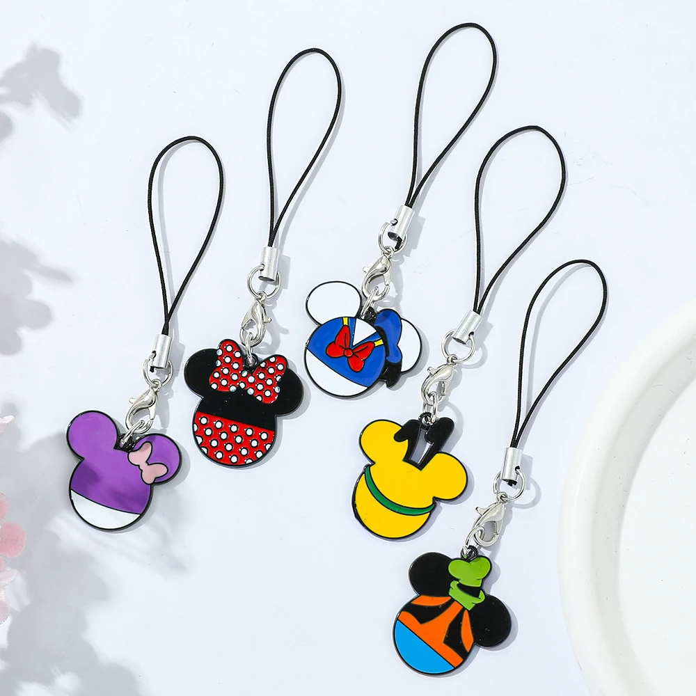 

Disney Cartoon Mickey Mouse Metal Pendant keychain Lanyard Jewelry Accessories for Fans Friends Gift Set Cute Mickey Keying