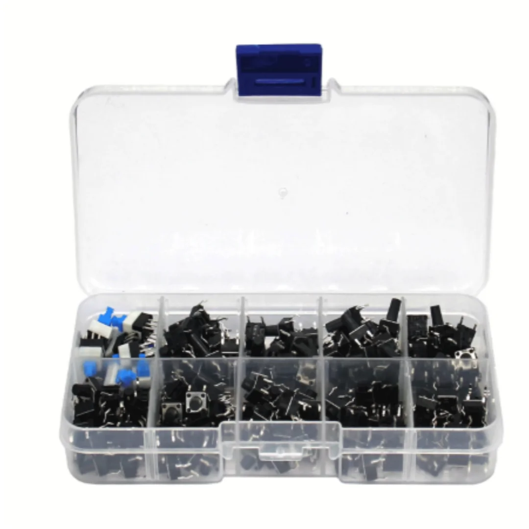 180-piece 6×6×4.3/5/6/7/8/9.5/11/12/13H Tact Switch Assortment Kit