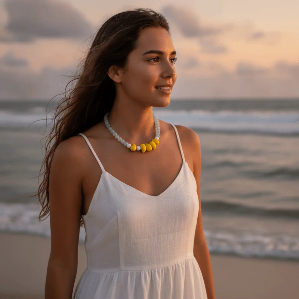 Stackable Beads Fruit Necklace Colorful Beads Cherry Bohemian Collarbone Chain Strawberry Geometric Beaded Clavicle Chain