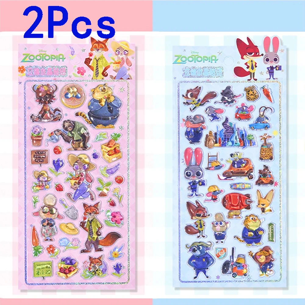 Anime Zootopia Disney serie lindo dibujo animado Judy Nick 3D pegatina en relieve decoración Kawaii funda de teléfono portátil pegatina de juguete