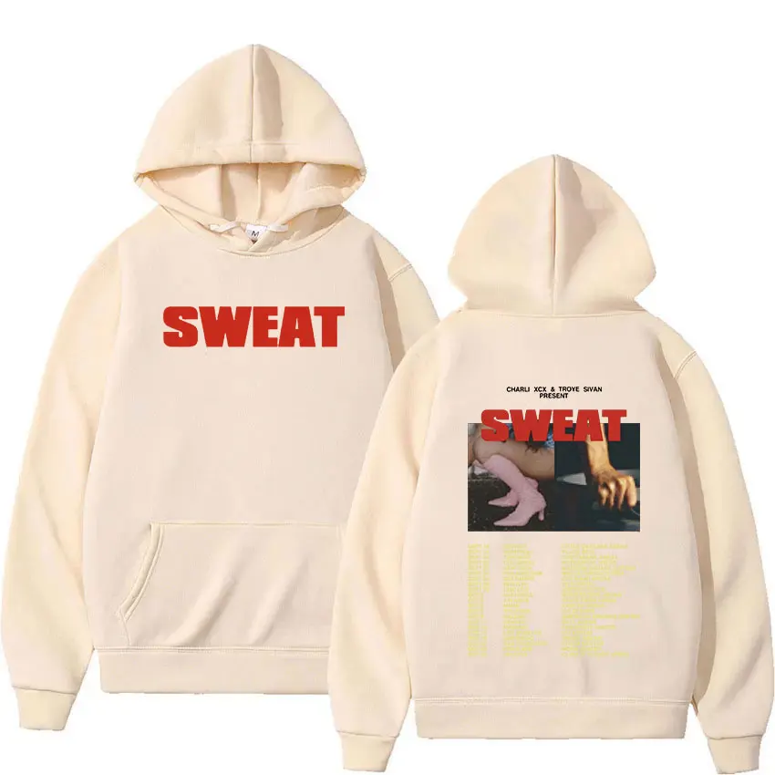 New Album Charli XCX SWEAT Tour 2024 Brat Hoodie Men Women Hip Hop Clothing Pullover Sweatshirt Retro Fashion Oversized Hoodies