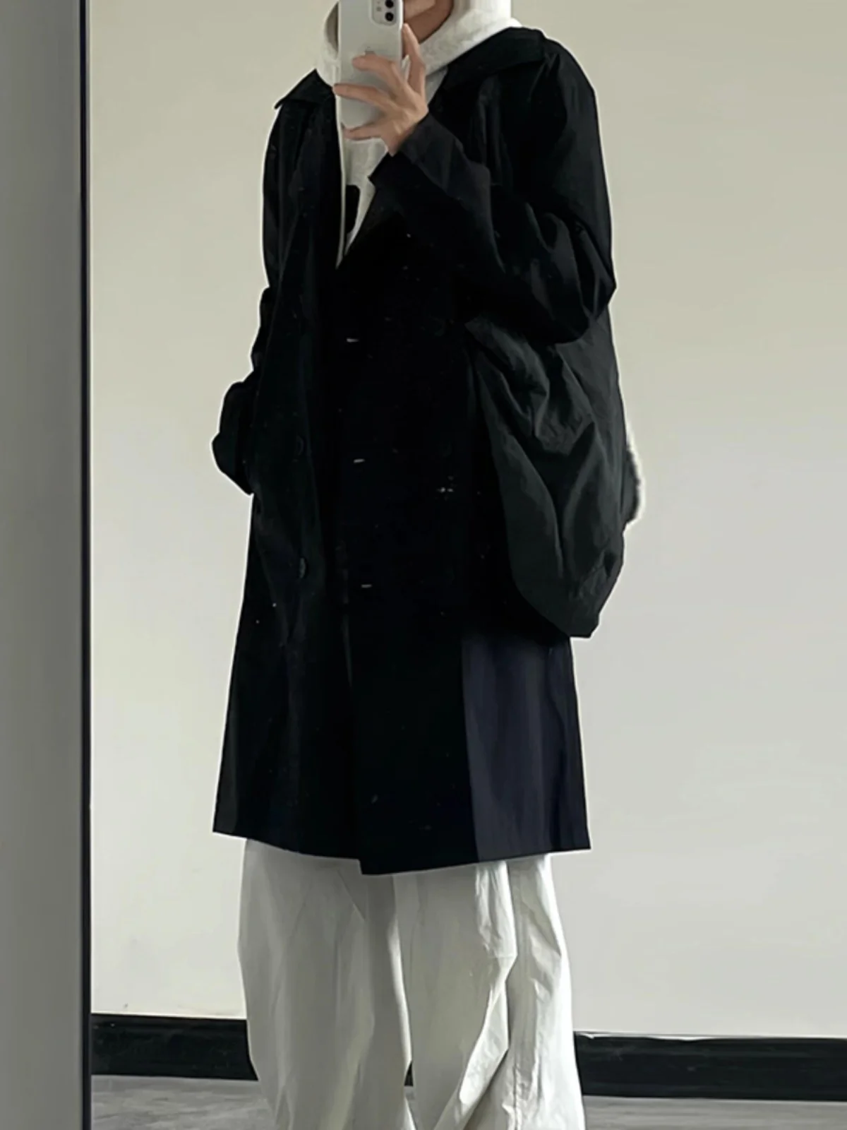 

Мужской тренчкот из плотного льна, двусторонний, черный, с цветочным принтом, в стиле преппи, приталенный, современный, молодежный, для косплея, акция, оригинал