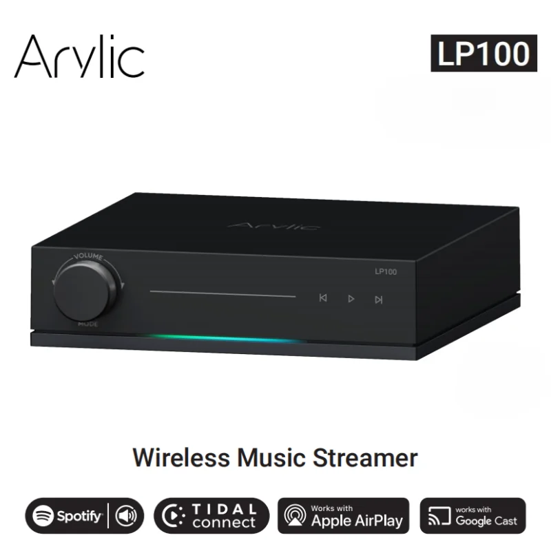 Arylic LP100 Wireless Music Streamer WiFi Bluetooth 5.4 AirPlay 2 Google Cast Spotify TIDAL Roon HDMI EARC Phono DAC Multiroom