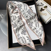 Fashion Print Hair Ribbon Scarf Women Neck Tie Bag Scarfs Satin Silk Skinny Headscarves Ladies Foulard Floral Bands 2024 New