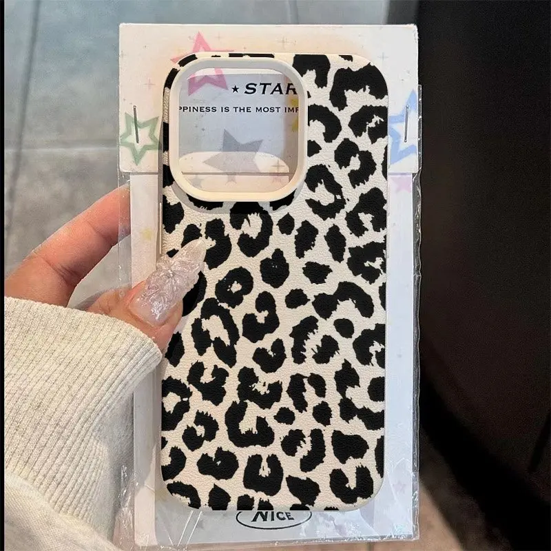أسود ليوبارد طباعة العصرية قضية الهاتف آيفون 17 16 15 14 13 12 11 برو ماكس غطاء سيليكون آيفون XS X XR 7 16 زائد Fundas