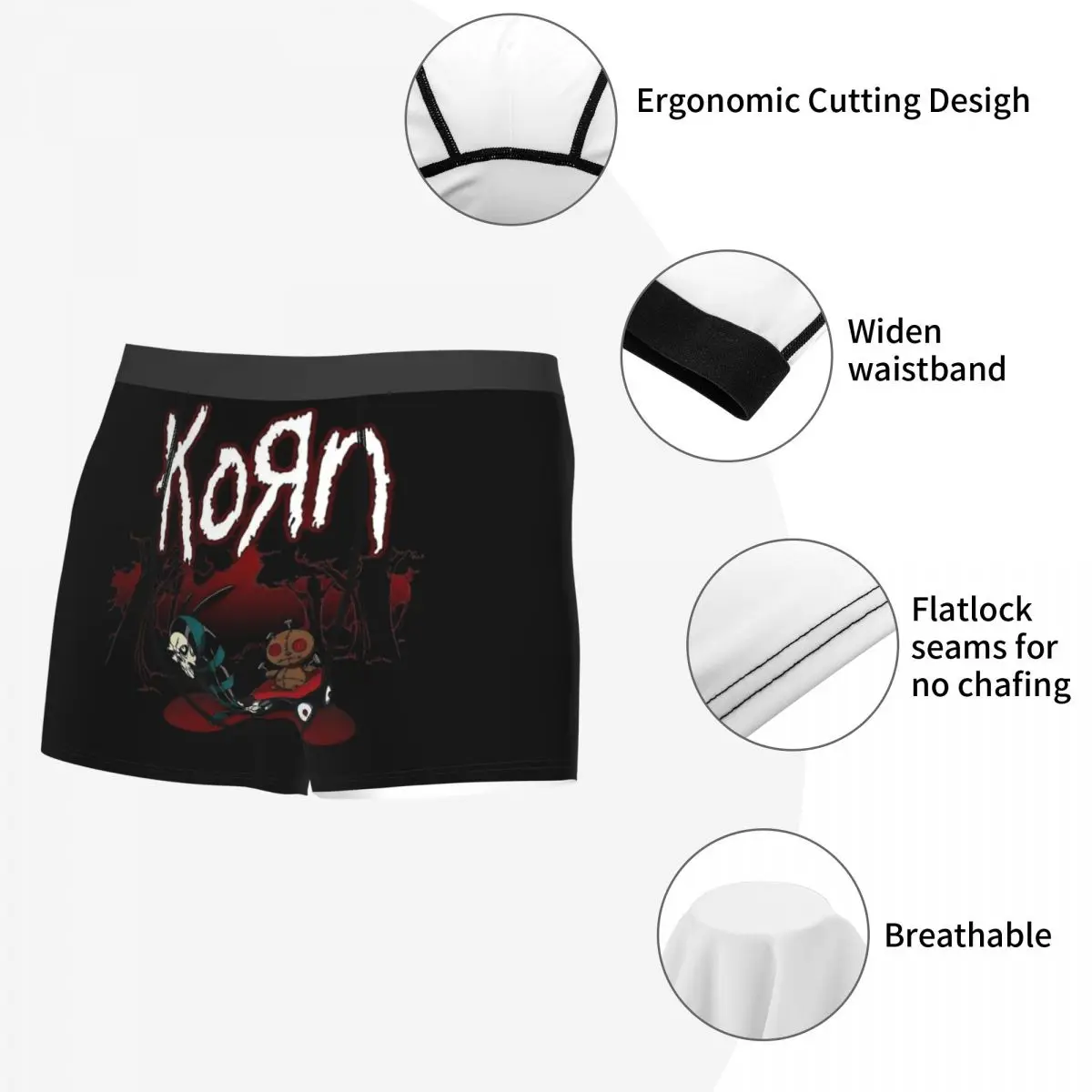 Custom Korns Heavy Metal Music Hard Rock Roll Boxers Shorts Men\'s Band Briefs Underwear Novelty Underpants