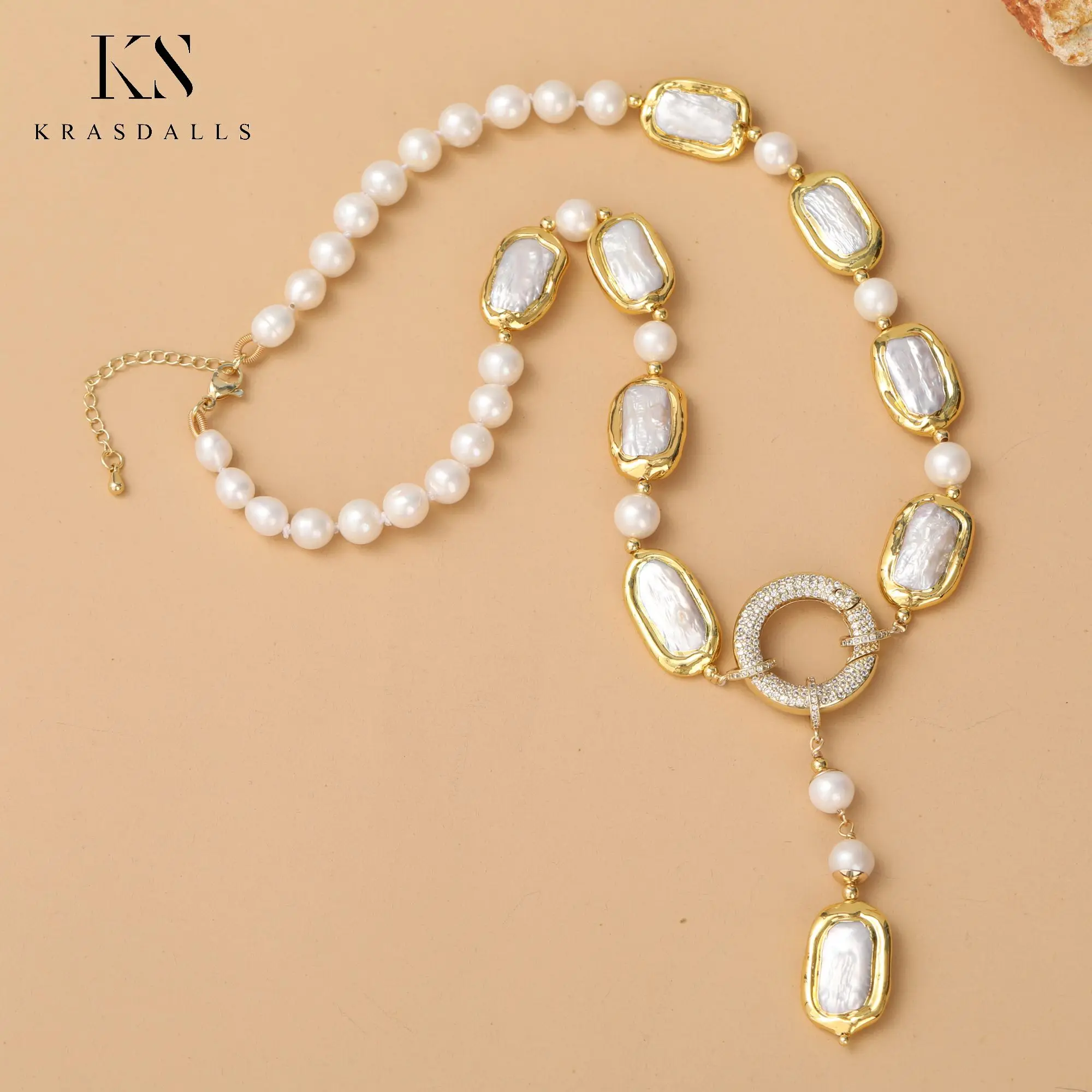 

Freshwater Cultured White Biwa Pearl Rectrangle Shape Charms Healing Y-Drop Necklace Wedding Jewelry