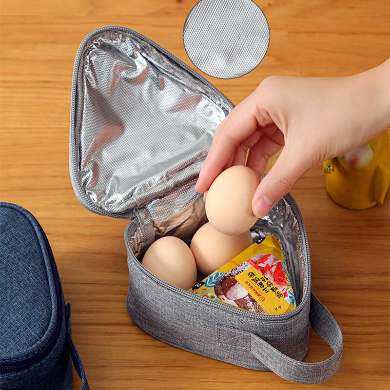 Triangular Mini Aluminum Foil School Lunch Bag for Sandwich Japanese Style Outdoor Bento Lunch Box Bag Oxford Cloth Insulation