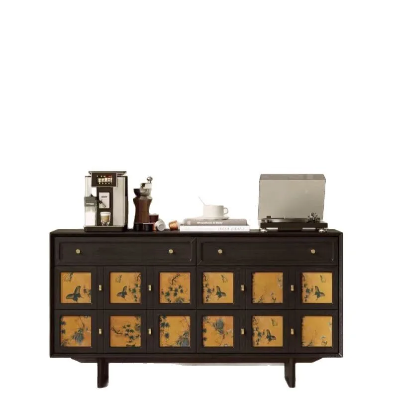 

Entrance storage retro six-bucket solid wood chest medieval dining side