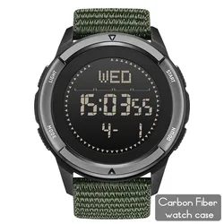 NORTH EDGE ALPS Men's Digital Carbon fiber Watch Shock Militray Sports Super Light Outdoor Compass Waterproof 50M Wristwatches