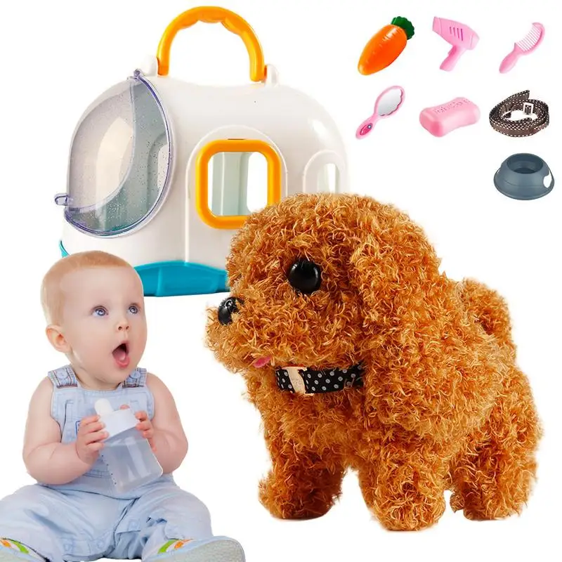 Electronic Interactive Pets Simulation Electric Plush Stuffed Dog Rabbit Soft Hair Interactive Plush Toy Walking Pet Kid Toys