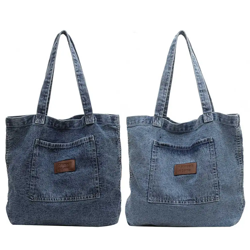 

Women Tote Bag Large Capacity Denim Clutch Bag Fashionalbe Underarm Bag Vintage Simple Female Commuter Handbag for Office Travel
