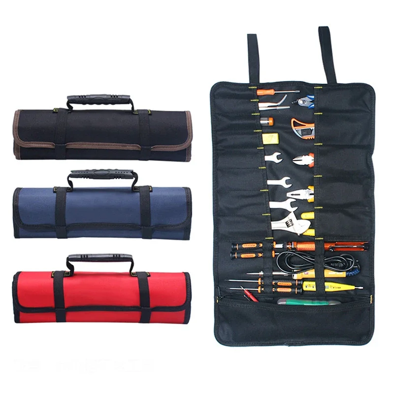 Multifunctional Oxford Canvas Chisel Roll Rolling Repairing Tool Utility Bag Practical with Carrying Handles Bag(without Tools)