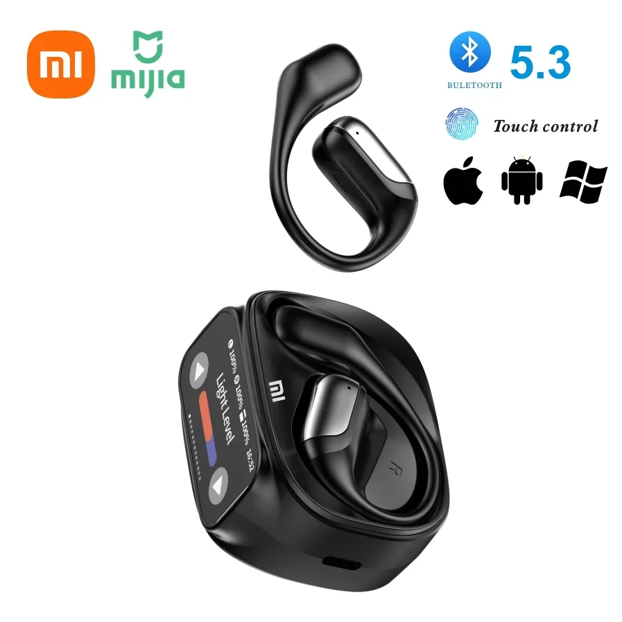 Fones de ouvido Bluetooth sem fio originais Xiaomi TWS, fones de ouvido esportivos para escritório, microfone com cancelamento de ruído, fones de ouvido com display LED