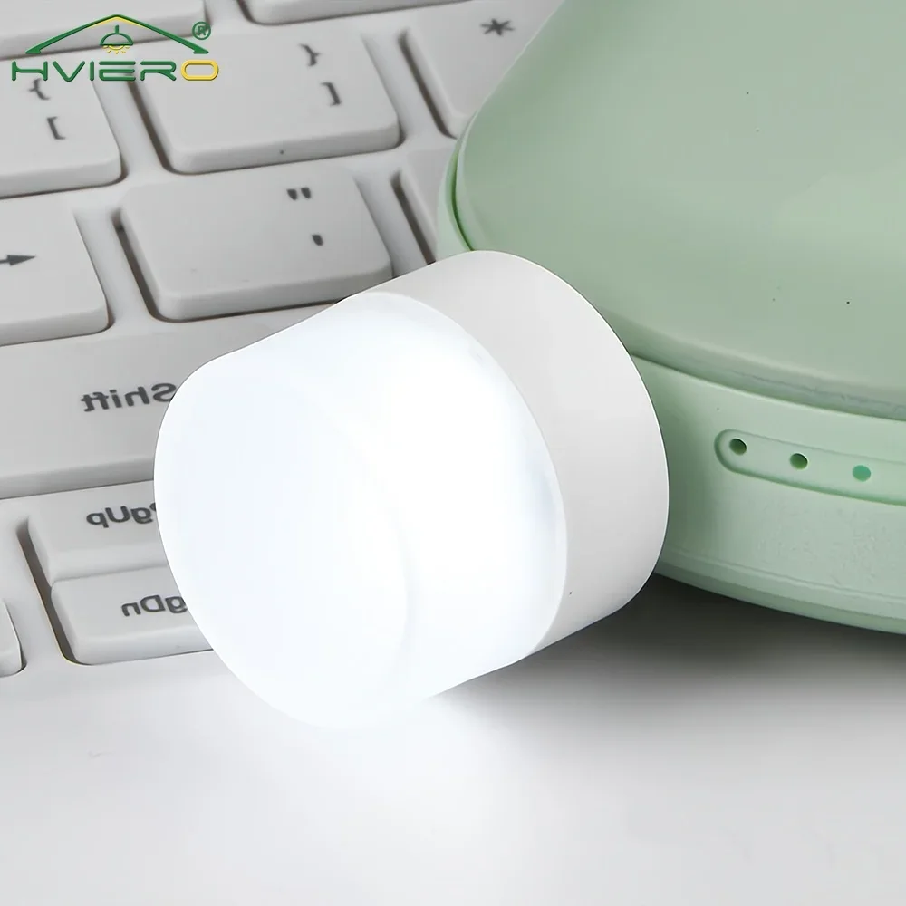 USB Plug LED Reading Light, Computador Mobile Power Carregamento, Pequeno Livro Luz, Round Night Iluminação, Presente de aniversário